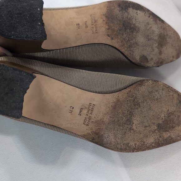 Etienne Aigner Kitten Heels Brown Tan Ribbed Taupe 8 Leather Italy Women Vintage - Picture 16 of 16